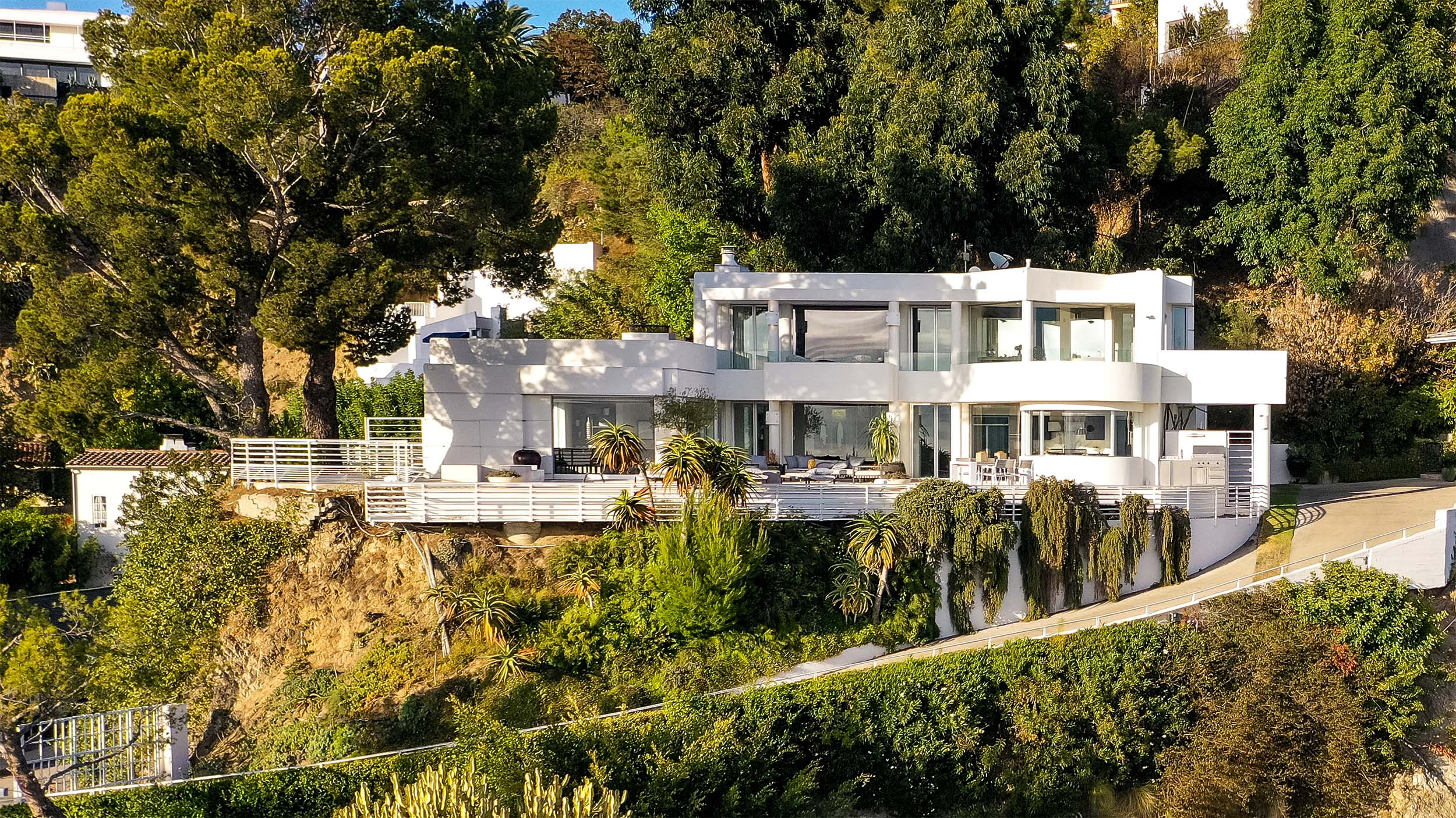 drone shot of a residential property showing side profile